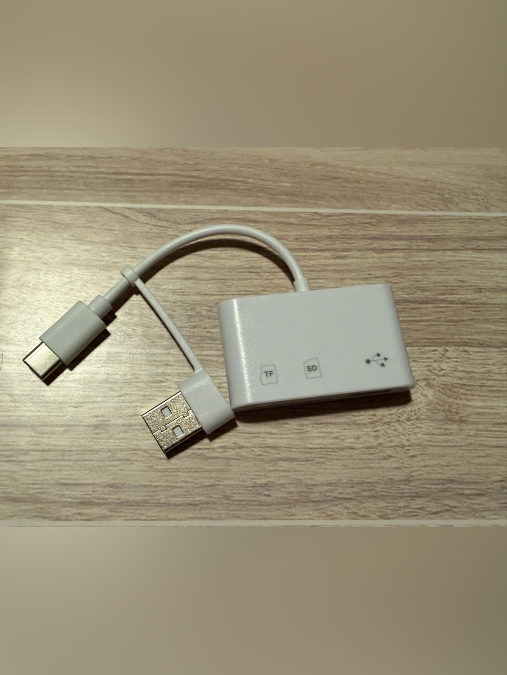 White USB-C to USB & Card Reader Adapter with TF/SD Slots
